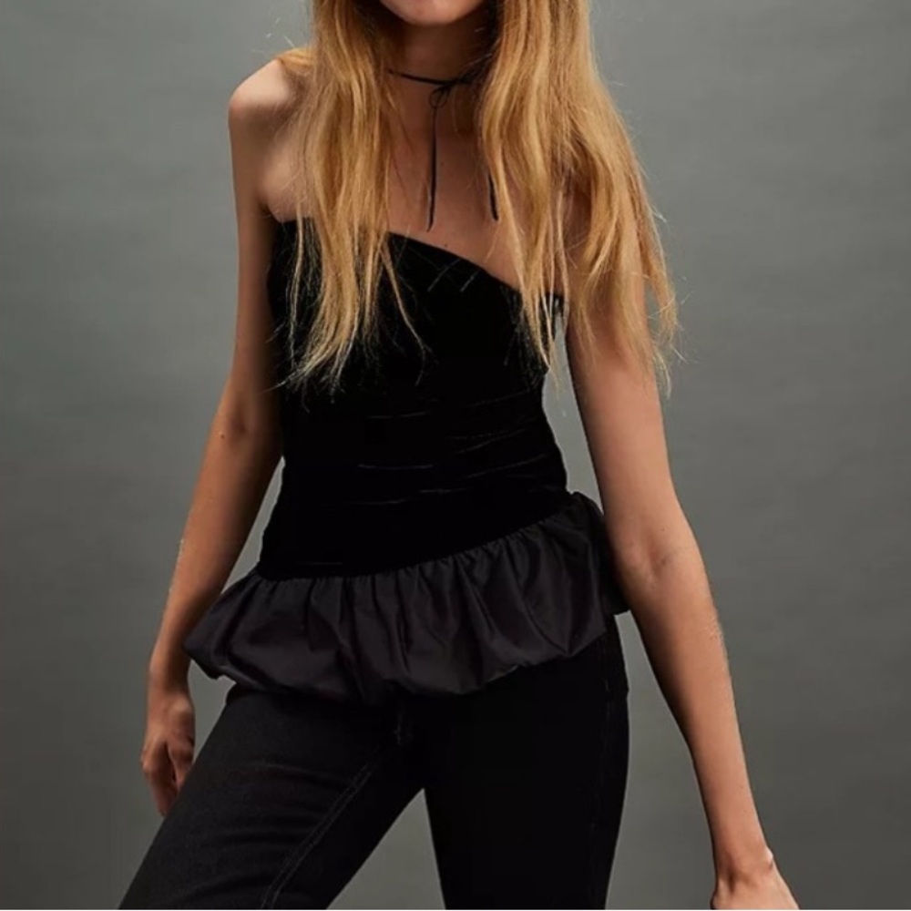 Black Velvet Strapless Top free people